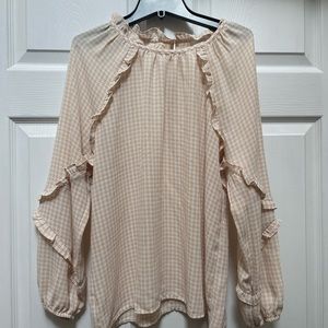 Loft Outlet Houndstooth Ruffle Top